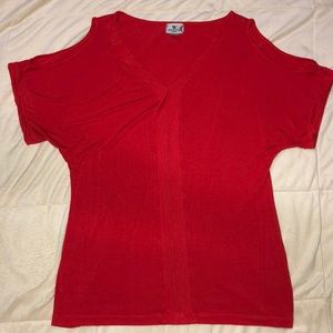 Worthington red cold shoulder shirt